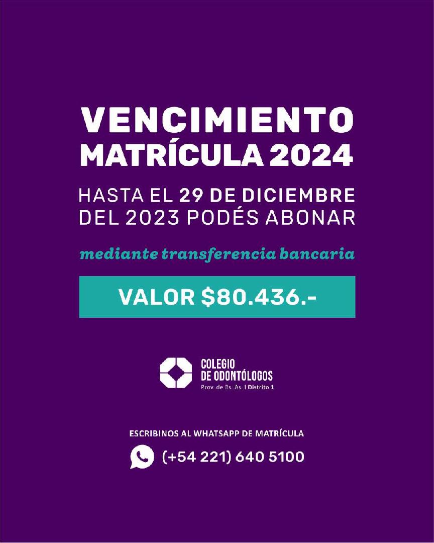 VENCIMIENTO MATRÍCULA 2024