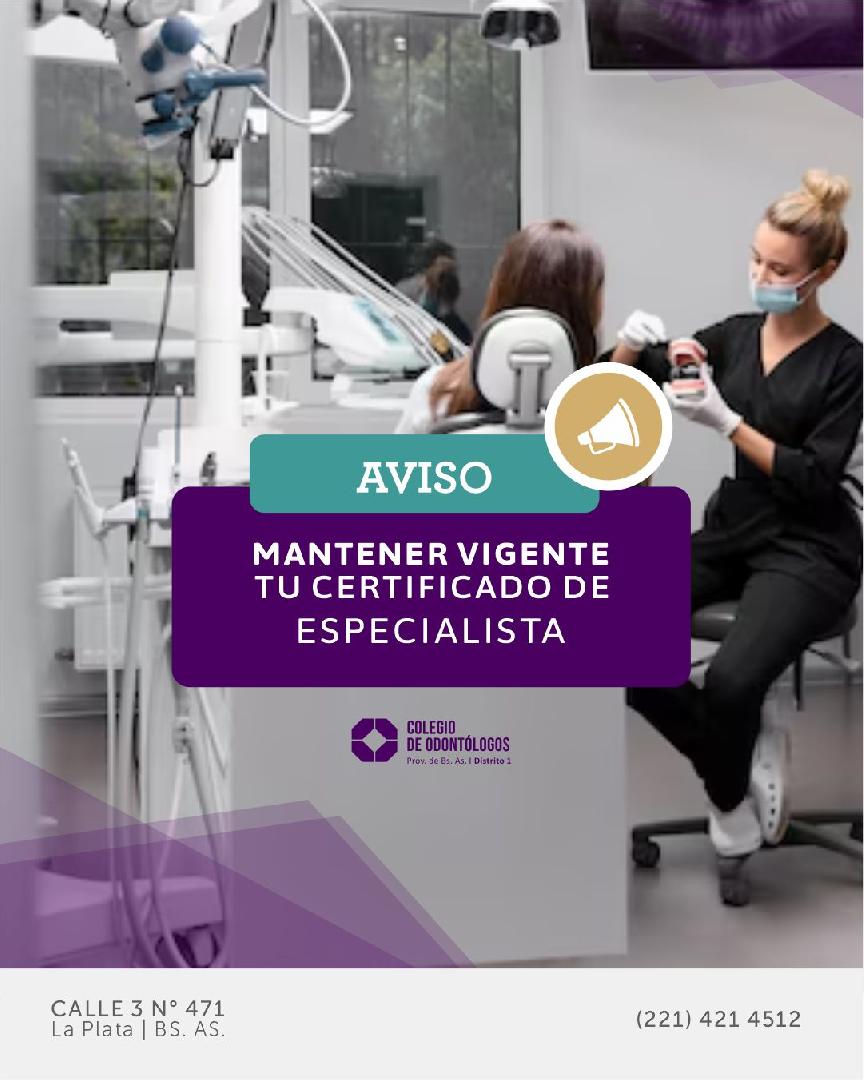 MANTENÉ VIGENTE TU CERTIFICADO DE ESPECIALISTA