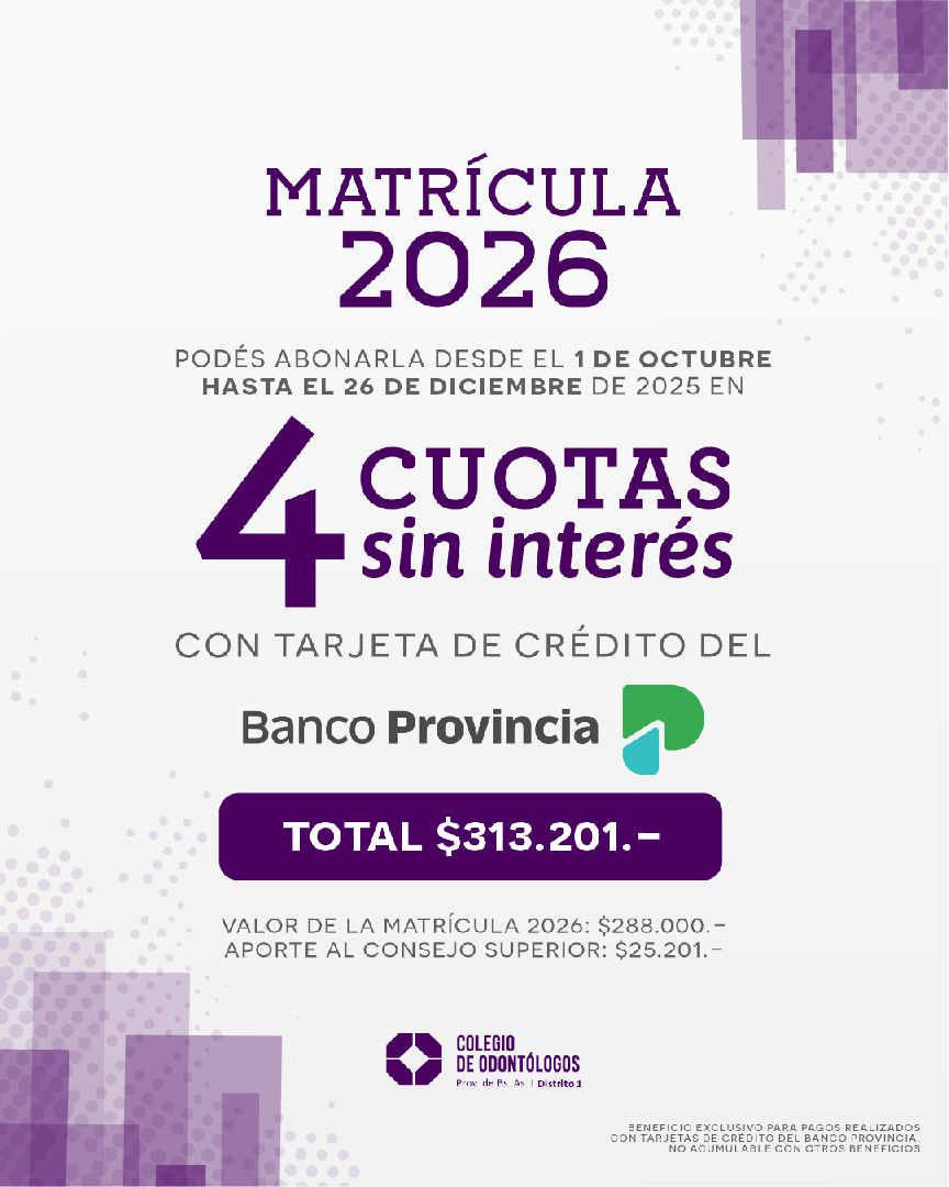 MATRÍCULA  2026 BENEFICIO BANCO PROVINCIA