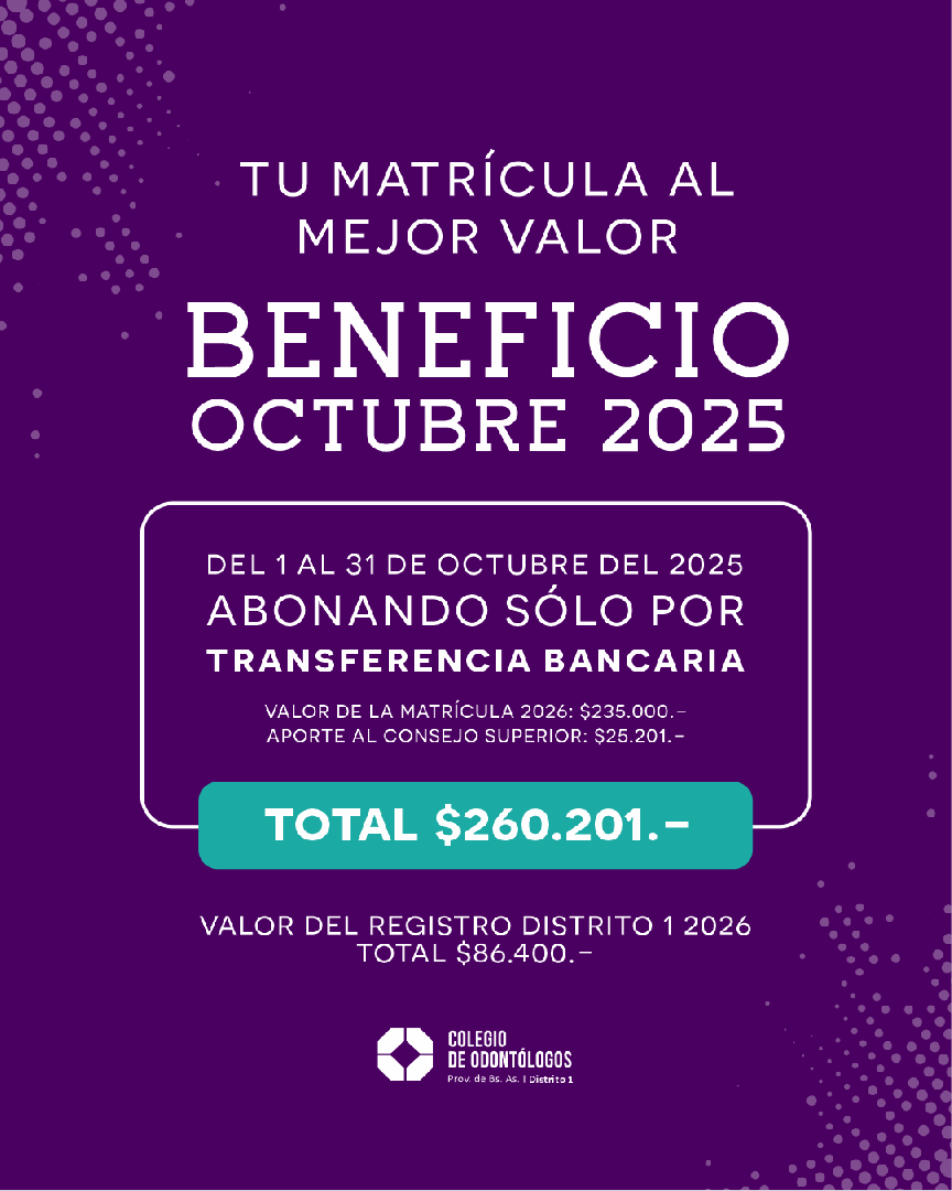 MATRÍCULA 2026 BENEFICO DEL 1 AL 31 DE OCTUBRE