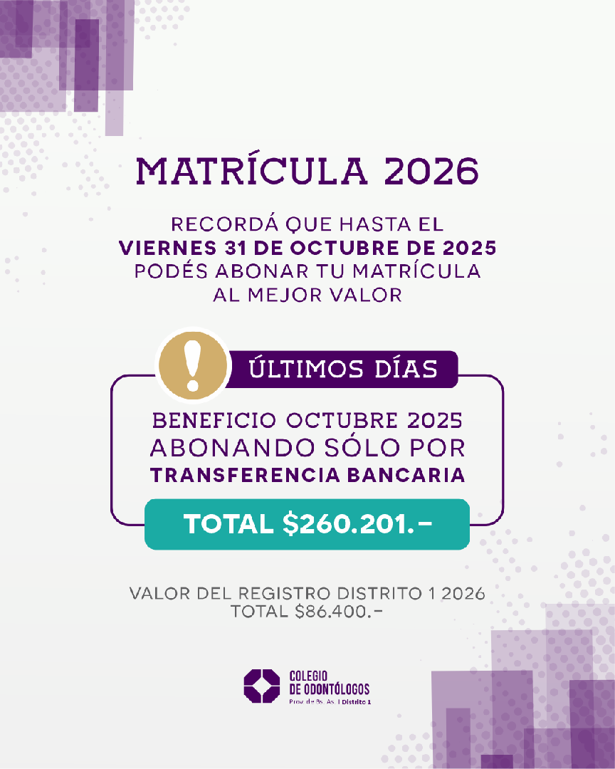 ÚLTIMOS DÍAS PARA ABONAR TU MATRÍCULA